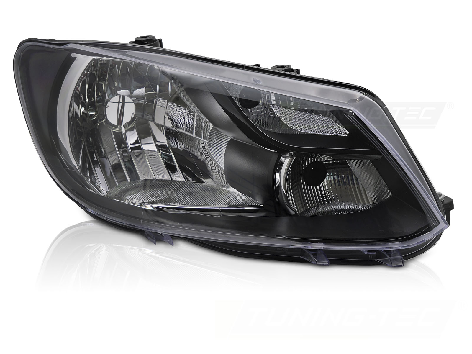 STRÅLKASTARE SVART HÖGER SIDA H4 TYC TILL VW CADDY 2011-2014