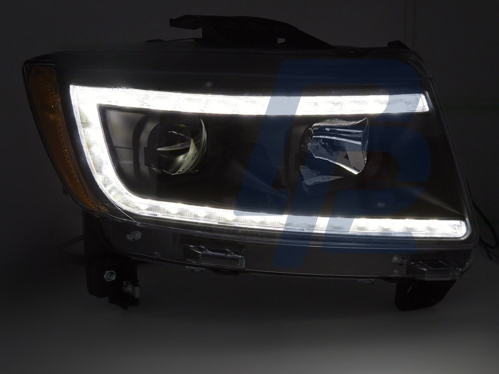 Headlights for Jeep Grand Cherokee 2011–2013 Tube Light Black - 3