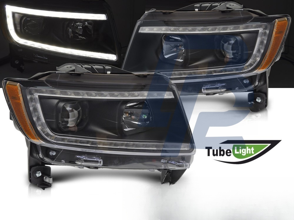 Headlights for Jeep Grand Cherokee 2011–2013 Tube Light Black - 2