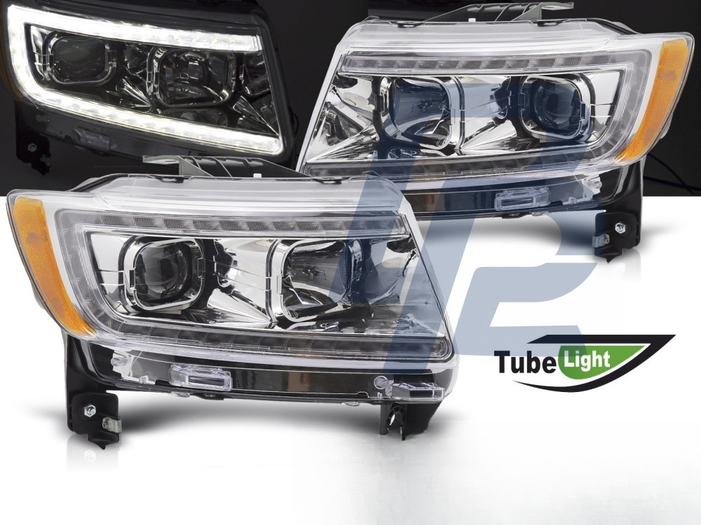 Headlights for Jeep Grand Cherokee 2011–2013 Tube Light Chrome - 3