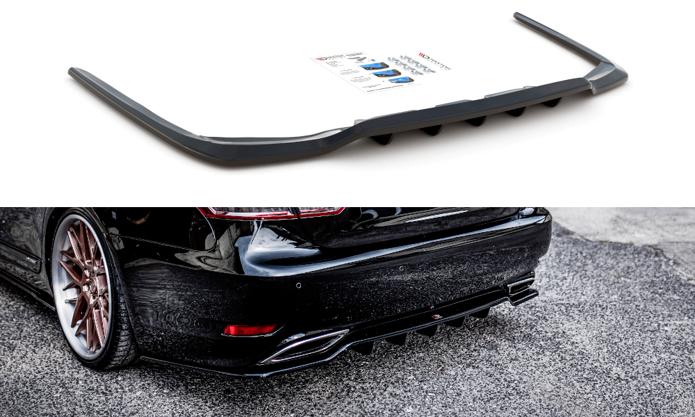 Central Rear Splitter (W/ Vertical Bars) Lexus LS MK4 Facelift (2012-2017)