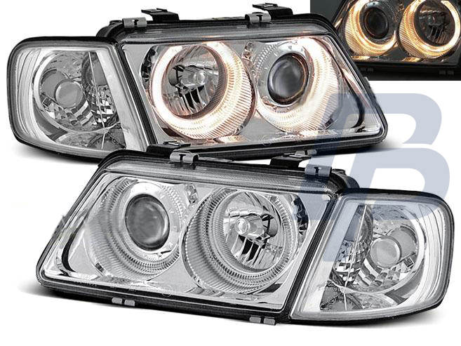 HEADLIGHTS AUDI A3 08.96-08.00 ANGEL EYES CHROME - 2