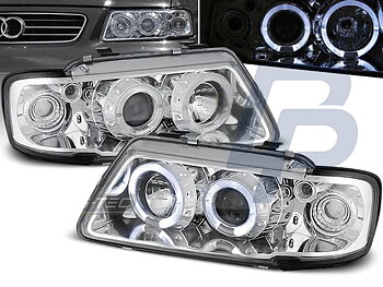 HEADLIGHTS AUDI A3 8L 08.96-08.00 ANGEL EYES CHROME
