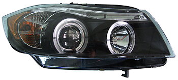 BMW 3 E90/E91 SEDAN/TOURING BLACK HALO ANGEL EYE HEADLIGHTS