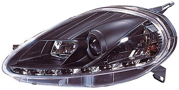 FIAT GRANDE PUNTO R8 STYLE LED HEADLIGHTS BLACK V1 08+