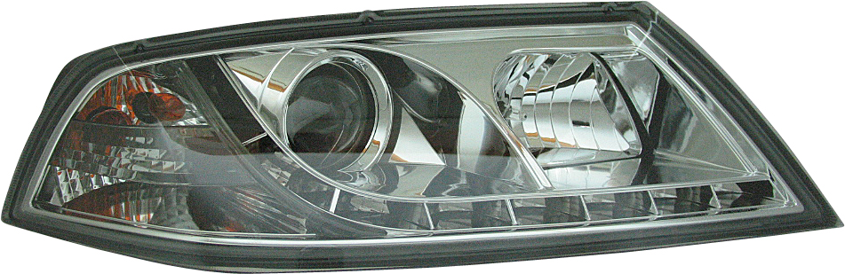 SKODA OCTAVIA II 04-08 R8 STYLE LED HEADLIGHTS CHROME V1