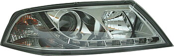 SKODA OCTAVIA II 04-08 R8 STYLE LED HEADLIGHTS CHROME V1