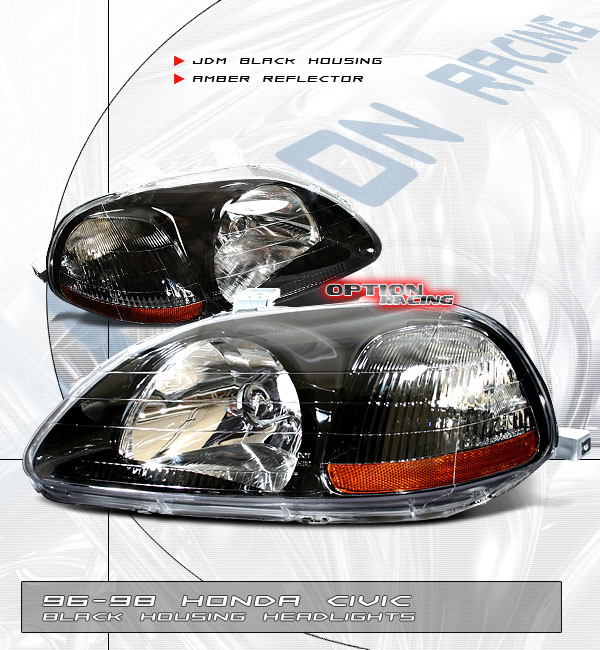 HONDA CIVIC 96-98 BLACK/AMBER JDM G6 HEADLIGHTS