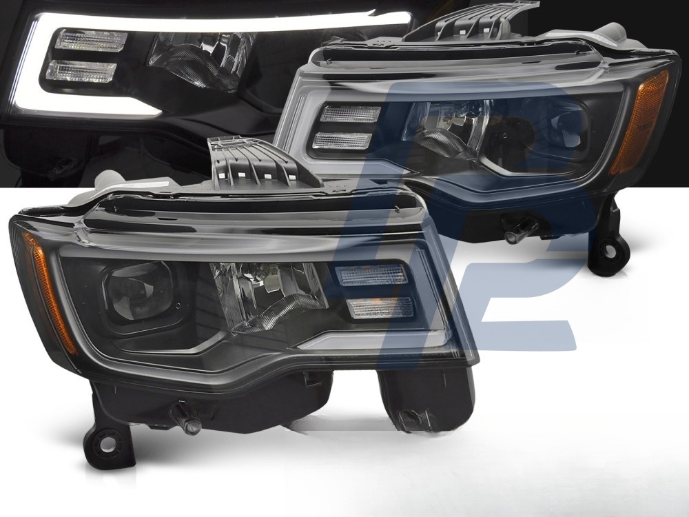 Headlights for Jeep Grand Cherokee 2016–2021 Tube Light Black - 2