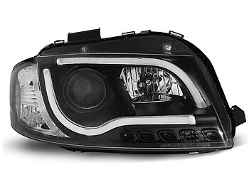 HEADLIGHTS AUDI A3 8P 05.03-03.08 LED TUBE LIGHTS BLACK