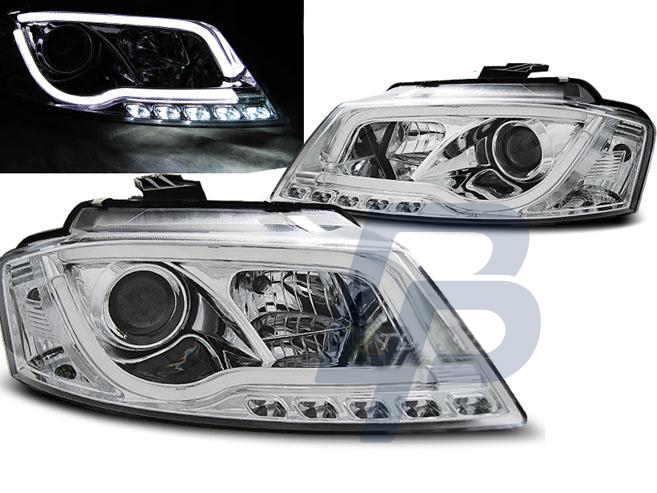 HEADLIGHTS AUDI A3 8P 05.03-03.08 LED TUBE LIGHTS BLACK - 2