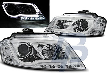 HEADLIGHTS AUDI A3 8P 05.03-03.08 LED TUBE LIGHTS BLACK