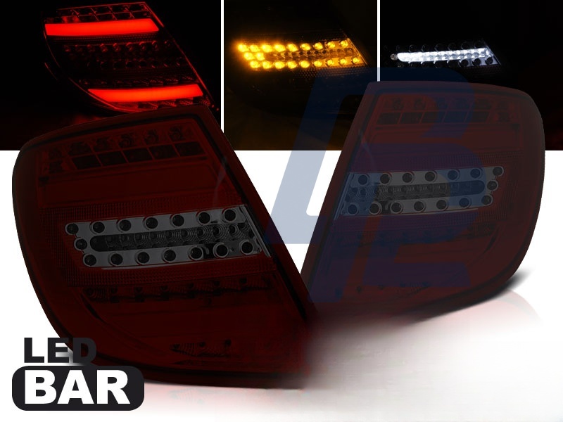 Tail Lights for Mercedes C-Class W204 Estate 2007–2010 Red/Smoked LED Bar - 2