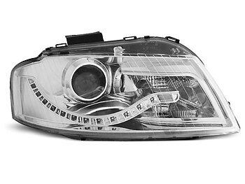 HEADLIGHTS AUDI A3 8P 05.03-03.08 DAYLIGHT CHROME
