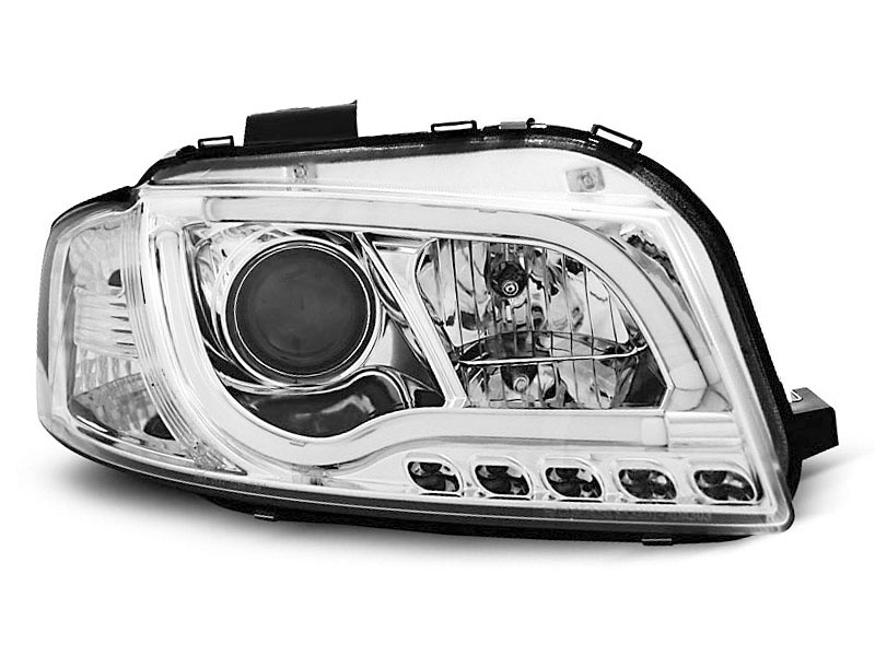 HEADLIGHTS AUDI A3 8P 05.03-03.08 LED TUBE LIGHTS CHROME