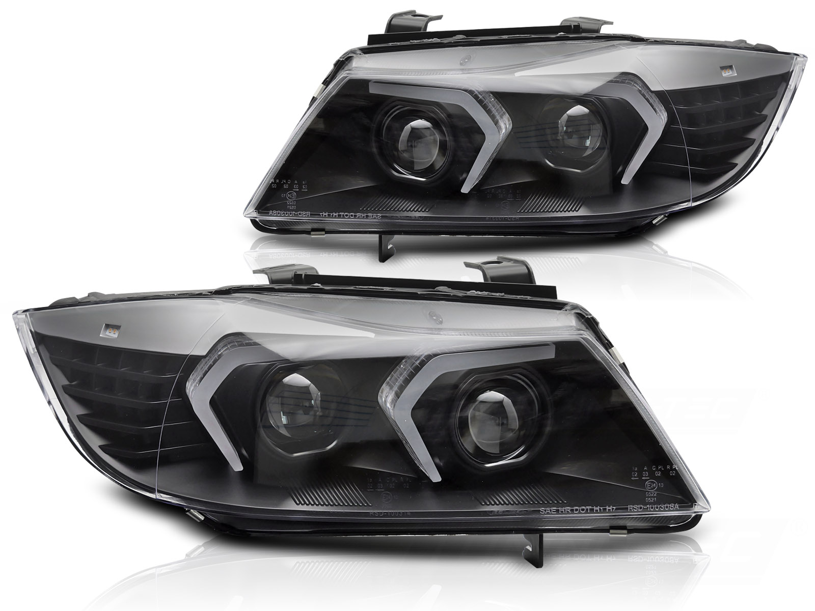 FULL-LED-STRÅLKASTARE SVART TILL BMW E90/E91 2005-2008
