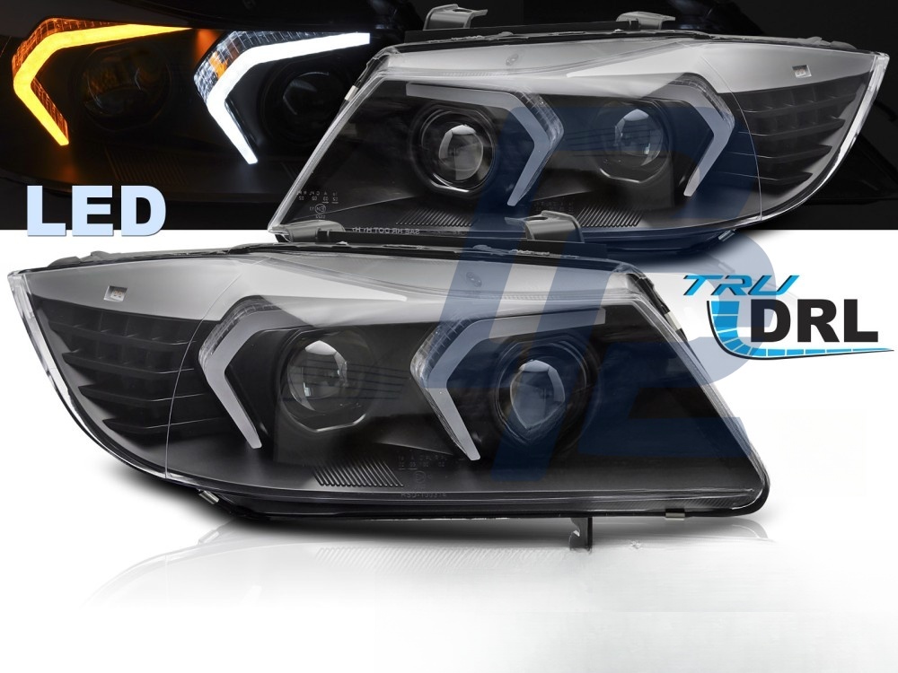 Full LED Headlights Black for BMW E90/E91 2005–2008 - 2