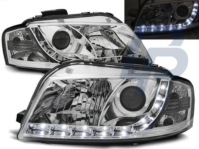 HEADLIGHTS AUDI A3 8P 05.03-03.08 DAYLIGHT CHROME - 2