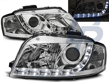 HEADLIGHTS AUDI A3 8P 05.03-03.08 DAYLIGHT CHROME
