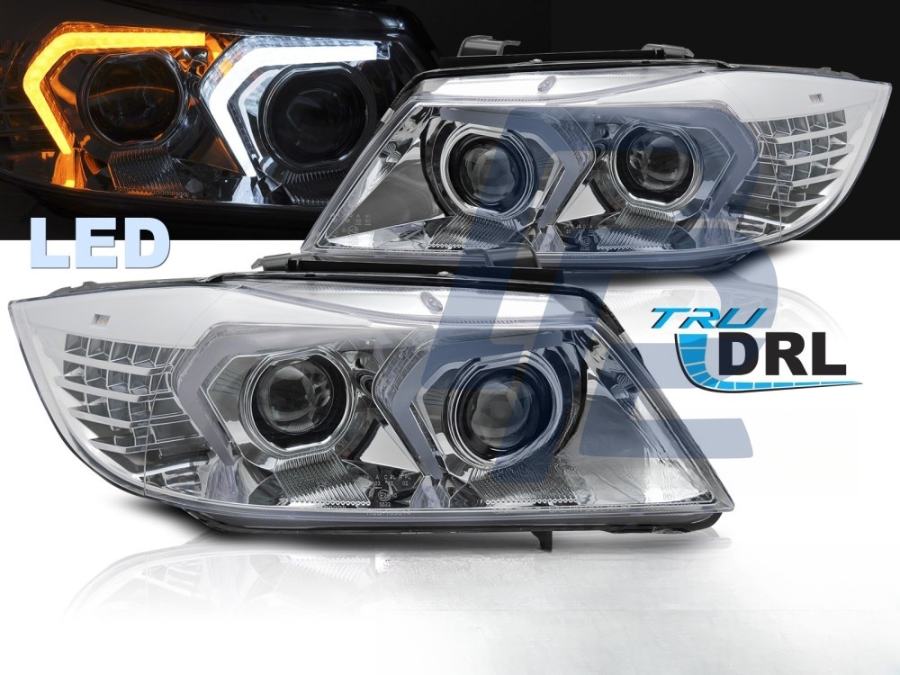 Full LED Headlights Chrome for BMW E90/E91 2005–2008 - 4
