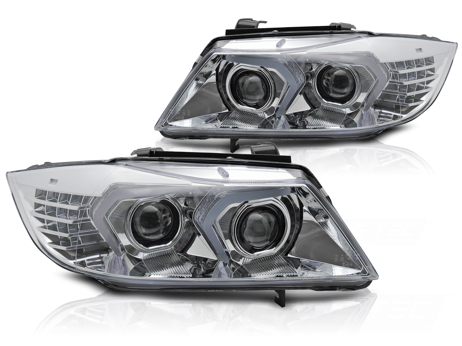 FULL-LED-STRÅLKASTARE KROM TILL BMW E90/E91 2005-2008
