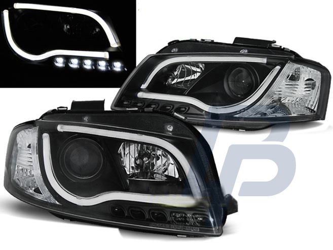 STRÅLKASTARE AUDI A3 8P 05.03-03.08 LED TUBE LIGHTS SVARTA TRU DRL - 2