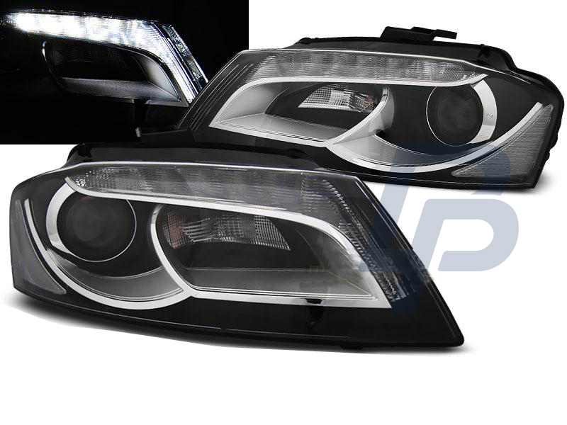 HEADLIGHTS AUDI A3 8P 08-12 BLACK TRU DRL - 5