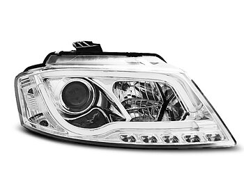 HEADLIGHTS AUDI A3 8P 08-12 CHROME TUBE LIGHT TRU DRL