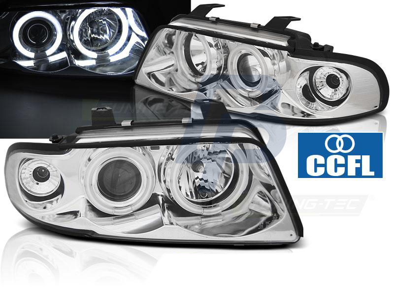 HEADLIGHTS AUDI A4 11.94-12.98 ANGEL EYES CCFL CHROME - 4