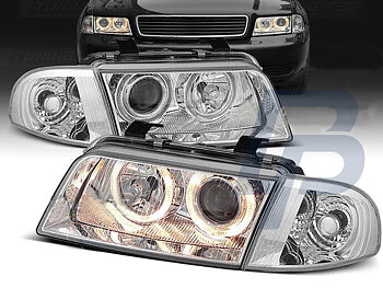 HEADLIGHTS AUDI A4 11.94-12.98 ANGEL EYES CHROME