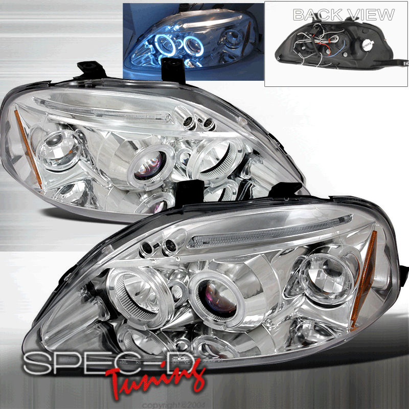 HONDA CIVIC 99-00 LED PROJEKTOR STRÅLKASTARE KROMADE [JY]