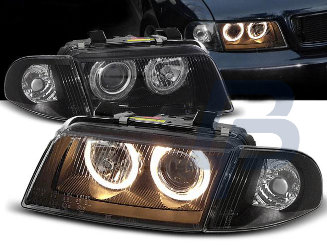 HEADLIGHTS AUDI A4 11.94-12.98 ANGEL EYES BLACK - 2