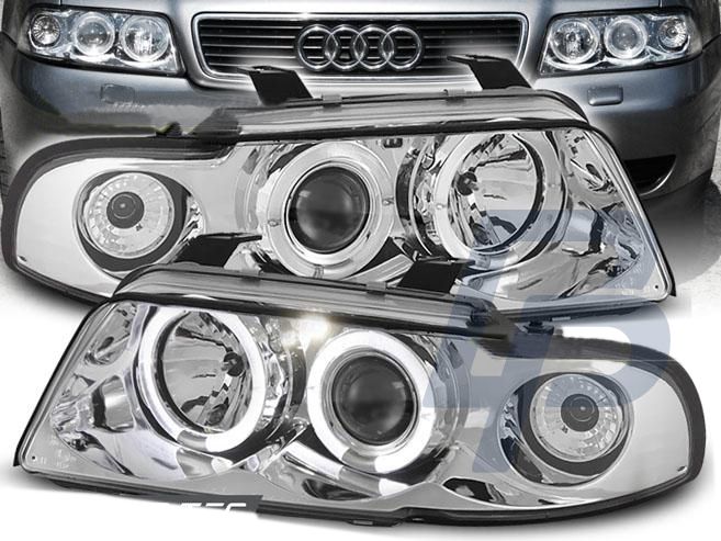HEADLIGHTS HEADLIGHTS AUDI A4 11.94-12.98 ANGEL EYES CHROME - 2