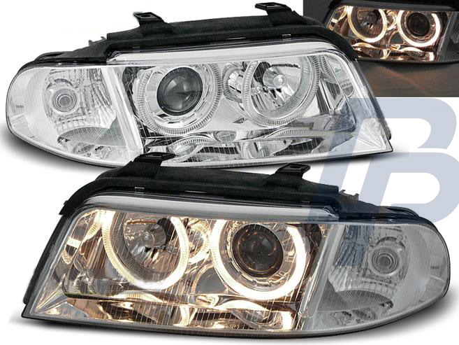 STRÅLKASTARE AUDI A4 01.99-09.00 ANGEL EYES KROMADE - 2