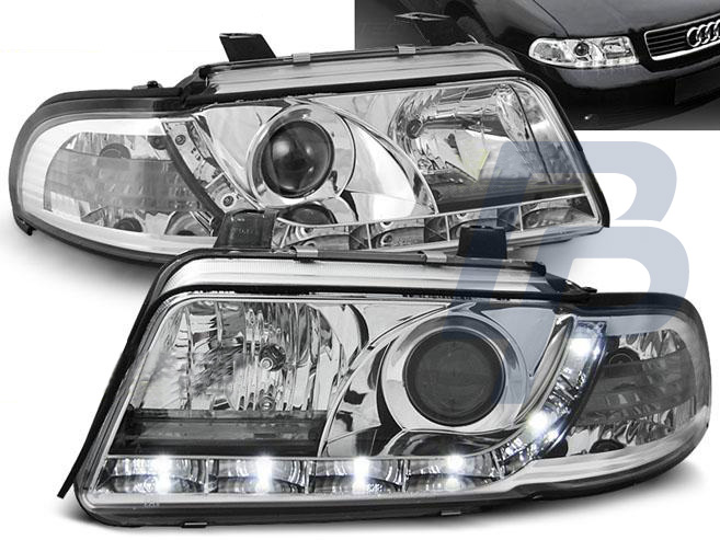 HEADLIGHTS AUDI A4 01.99-09.00 DAYLIGHT CHROME - 2