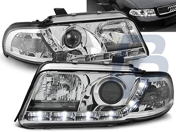 HEADLIGHTS AUDI A4 01.99-09.00 DAYLIGHT CHROME
