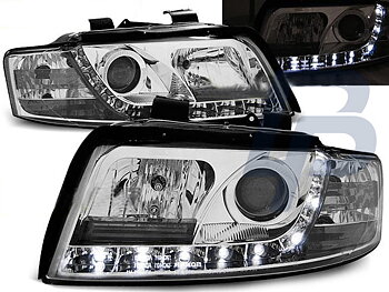 HEADLIGHTS AUDI A4 10.00-10.04 DAYLIGHT CHROME