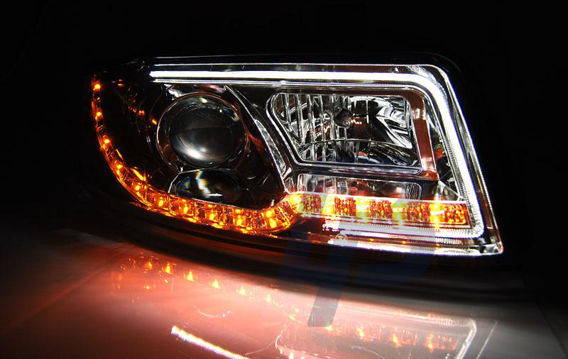 HEADLIGHTS AUDI A4 10.00-10.04 LED TUBE LIGHTS CHROME - 3