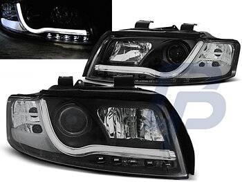 HEADLIGHTS AUDI A4 10.00-10.04 LED TUBE LIGHTS BLACK