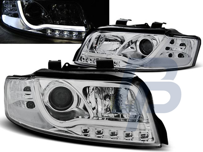 HEADLIGHTS AUDI A4 10.00-10.04 LED TUBE LIGHTS CHROME - 2