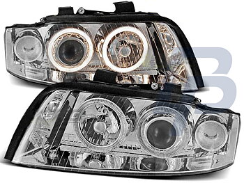 HEADLIGHTS AUDI A4 10.00-10.04 ANGEL EYES CHROME
