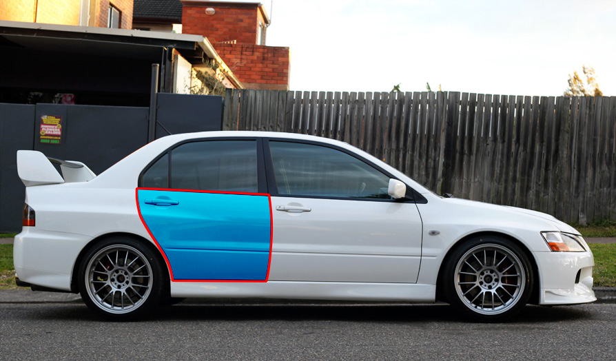 MITSUBISHI LANCER EVO 7/8/9 BAKRE HÖGER DÖRR LÅGVIKT FRP