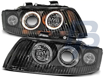 HEADLIGHTS AUDI A4 10.00-10.04 ANGEL EYES BLACK