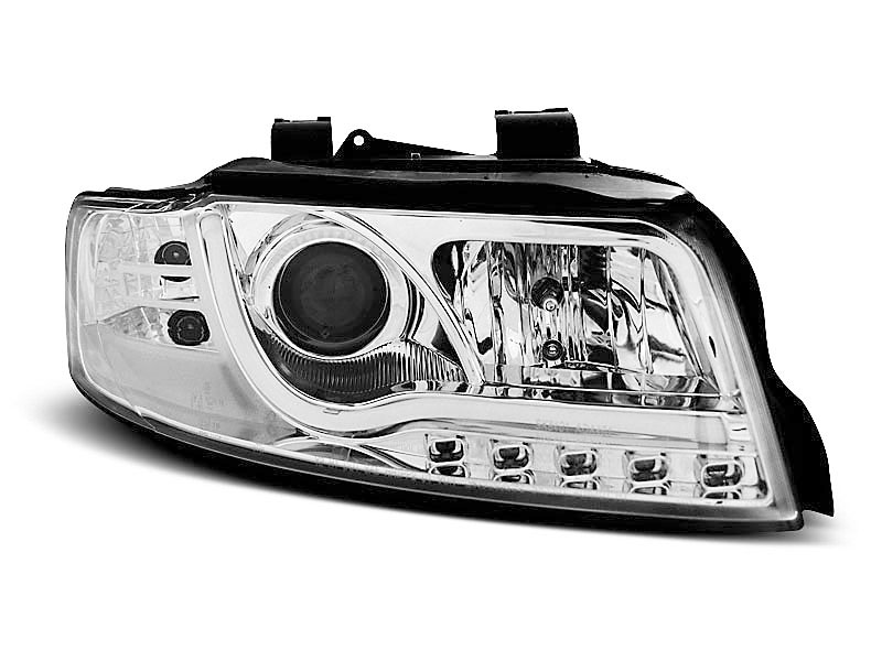 HEADLIGHTS AUDI A4 10.00-10.04 TUBE LIGHTS CHROME TRU DRL