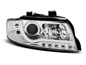 HEADLIGHTS AUDI A4 10.00-10.04 TUBE LIGHTS CHROME TRU DRL
