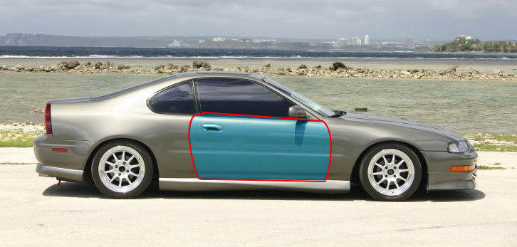 HONDA PRELUDE 92-96 FRONT RIGHT DOOR LIGHTWEIGHT FRP - 2
