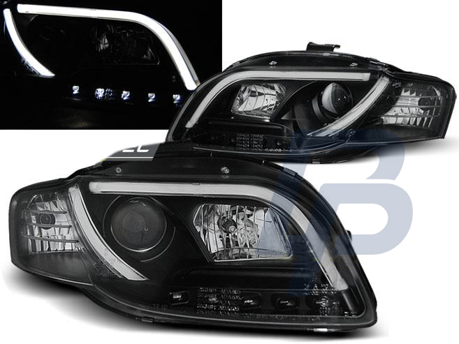 HEADLIGHTS AUDI A4 B7 11.04-03.08 LED TUBE LIGHTS BLACK - 2