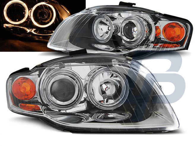 HEADLIGHTS AUDI A4 B7 11.04-03.08 ANGEL EYES CHROME - 2