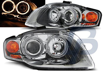 HEADLIGHTS AUDI A4 B7 11.04-03.08 ANGEL EYES CHROME