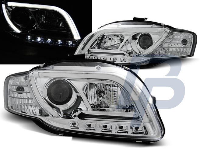 HEADLIGHTS AUDI A4 B7 11.04-03.08 LED TUBE LIGHTS CHROME - 2